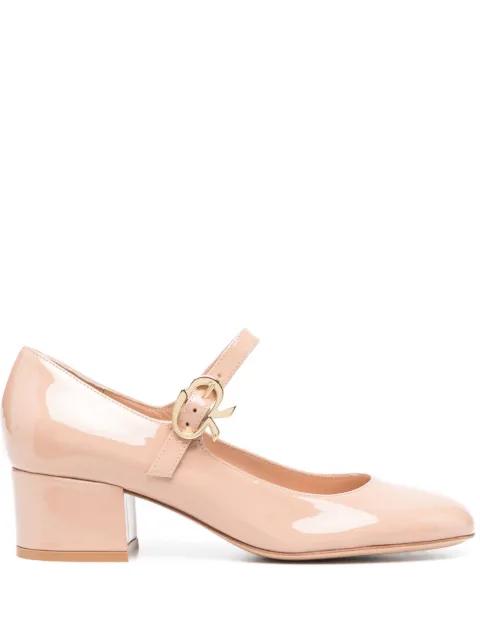 Gianvito Rossi Mary Ribbon 50mm patent leather pumps Neutrals G2210145RICVER