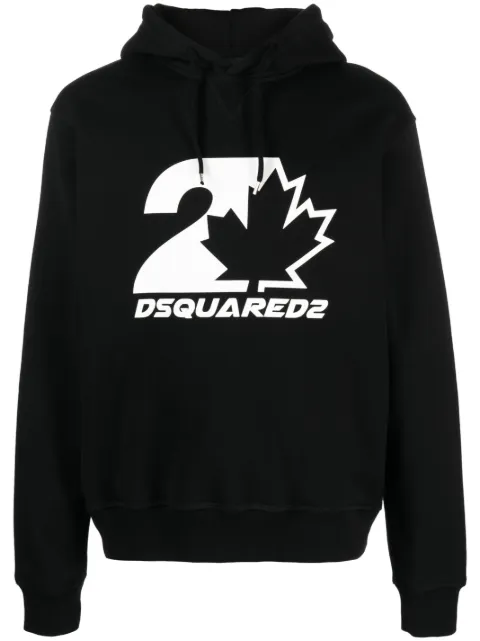 DSQUARED2 logo-print cotton drawstring hoodie Black S74GU0728S25516