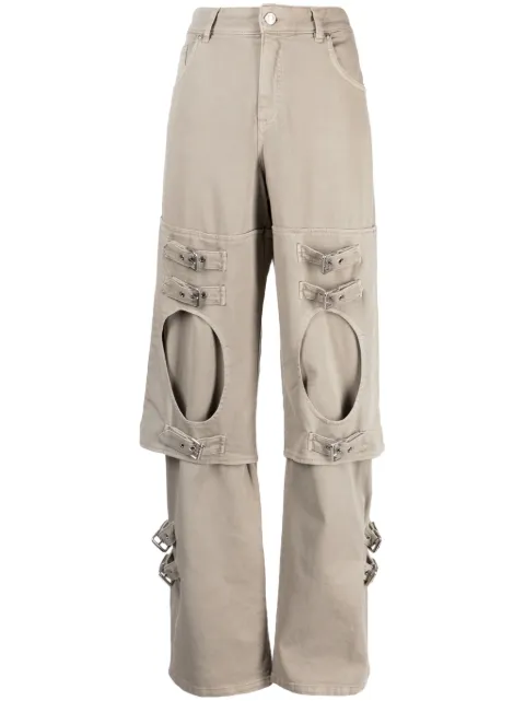 Blumarine buckle-detailed wide leg trousers Grey A344J046AA344J046A