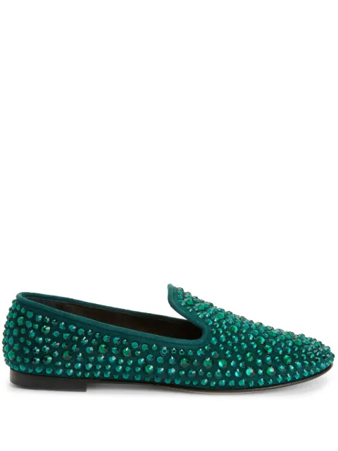 Giuseppe Zanotti Evangeline crystal-embellished loafers Green E360007A010