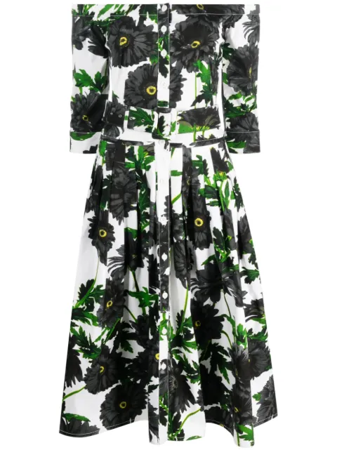 Samantha Sung Audrey floral print pleated dress White AUDREYDRESS2092