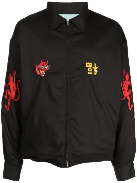 SAINT MXXXXXX graphic-embroidered shirt jacket Grey SMS230000