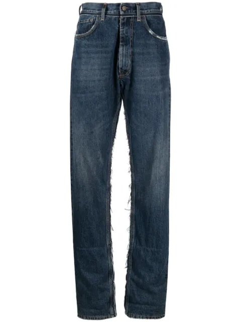 Maison Margiela logo-patch ripped-detailing wide-leg jeans Blue S29LA0095STZ092