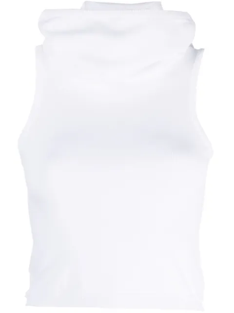 Alaïa hooded knitted crop top White AA9H10694M035