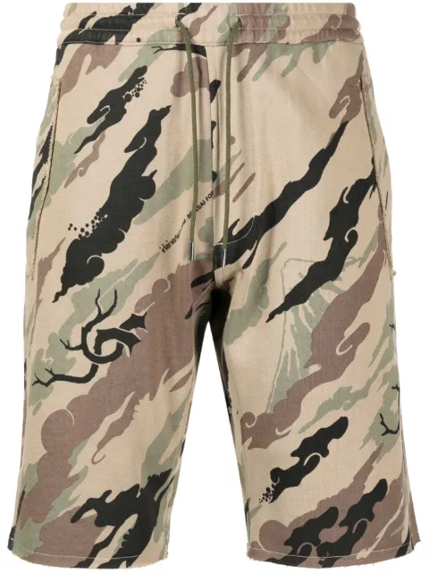 Maharishi Bonsai Forest-print cotton shorts Brown 4321