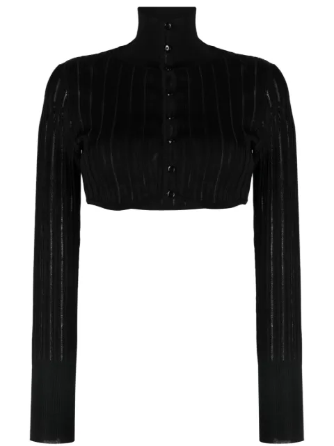 Alaïa high-neck ribbed-knit cardigan Black AA9S02234M712