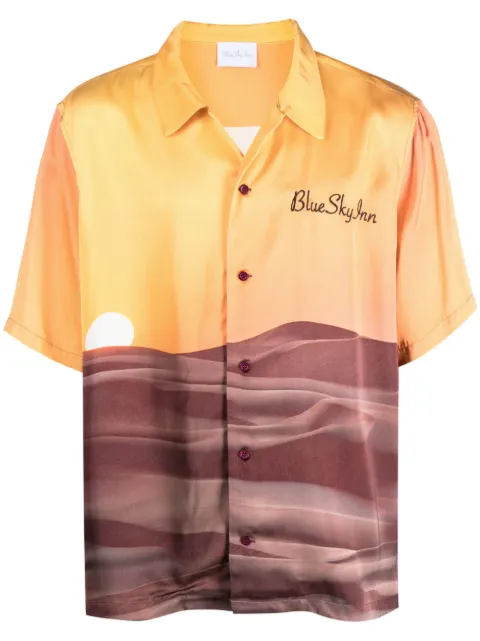 BLUE SKY INN landscape-print short-sleeve shirt Orange BS2302SH035