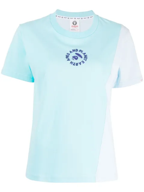 AAPE BY *A BATHING APE® Moonface embossed panelled T-shirt Blue ATE1329XXK