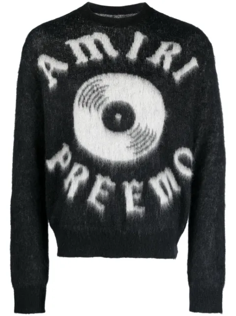 AMIRI brushed-effect logo-print jumper Black AW23MKL017