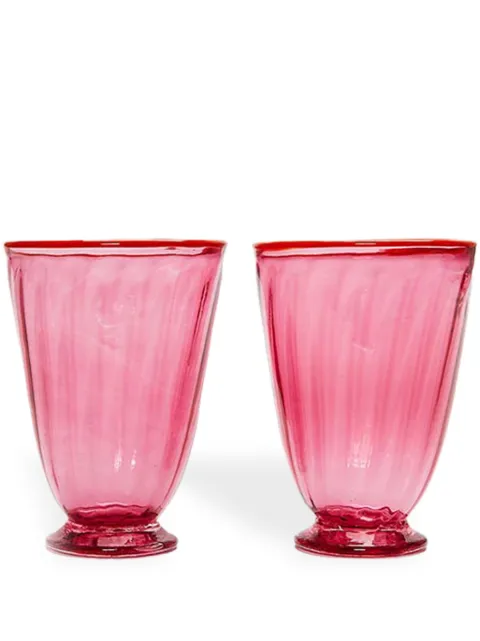 La DoubleJ Rainbow Murano glasses (set of two) Red GLA0014MUR001FUC0001