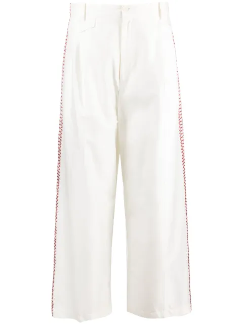 Zeus+Dione tape-detail wide-leg trousers White CLTR0319