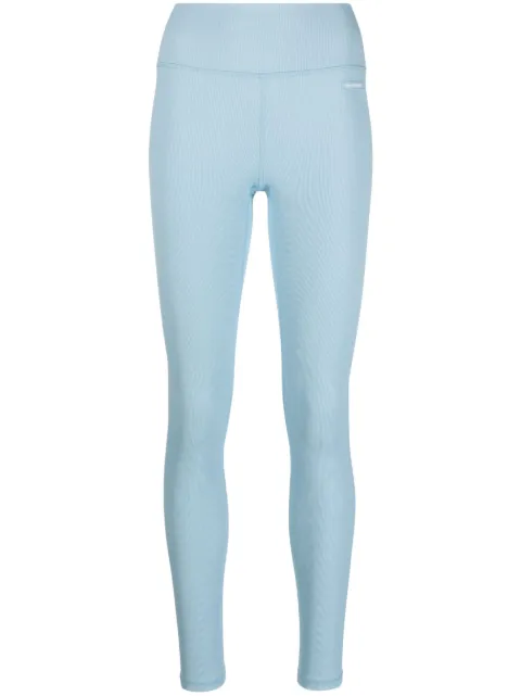 Sporty & Rich Serif logo-patch ribbed leggings Blue LE841BBNBBW