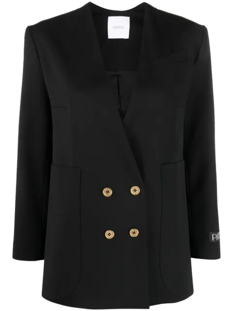 Patou collarless double-breasted blazer Black JA0020103999B