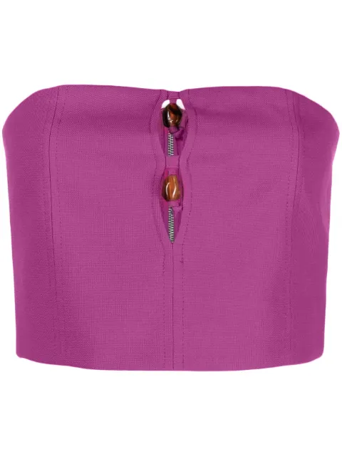 GANNI bead-embellished crop top Purple F8000