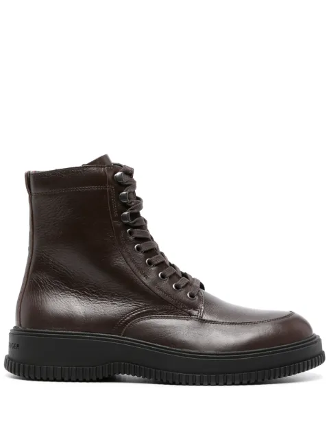Tommy Hilfiger logo-debossed leather boots Brown FM0FM04658