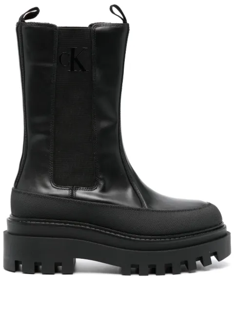 Calvin Klein Jeans Chelsea flatform leather boots Black YW0YW01111