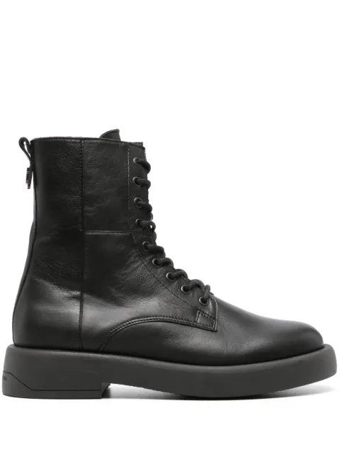 Tommy Hilfiger monogram-plaque leather ankle boots Black FM0FM04748