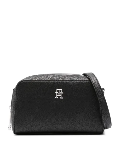Tommy Hilfiger logo-plaque grained-texture crossbody bag Black AW0AW15216