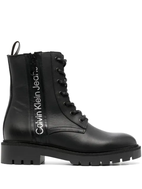 Calvin Klein Jeans logo-print leather boots Black YW0YW01035