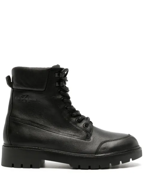 Calvin Klein Jeans logo-patch leather ankle boots Black YM0YM00847