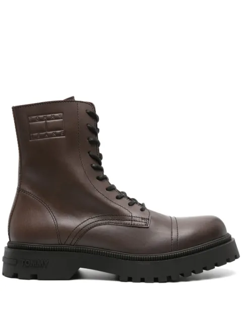Tommy Jeans logo-debossed leather boots Brown EM0EM01244