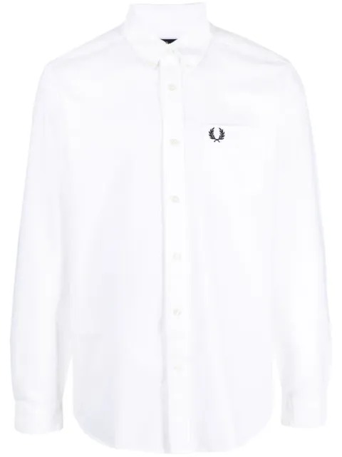 Fred Perry logo-embroidered cotton shirt White M5516