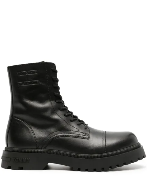 Tommy Jeans logo-debossed ankle leather boots Black EM0EM01244