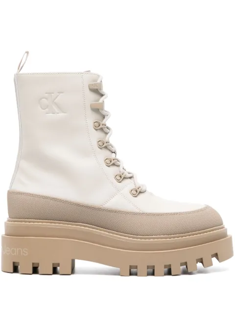 Calvin Klein Jeans logo-debossed leather boots Neutrals YW0YW01110