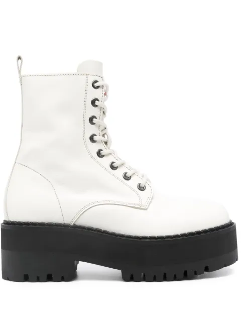 Tommy Jeans 60mm zip-up leather ankle boots White EN0EN02305