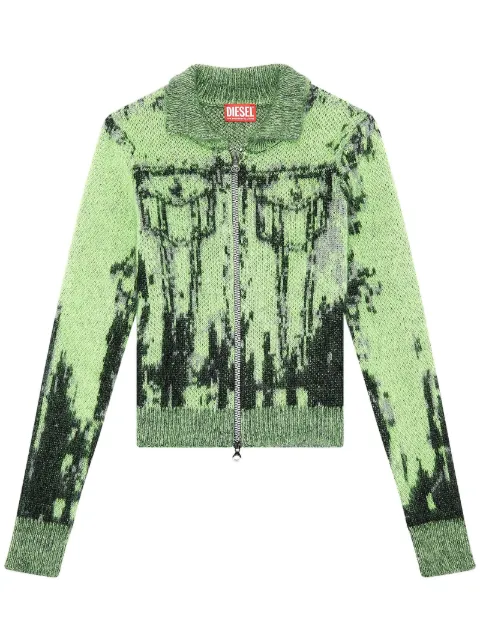 Diesel M-Taphos patterned intarsia-knit jumper Green A111820BMAL