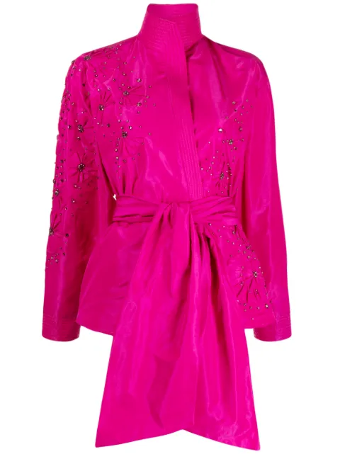 Zuhair Murad crystal-embellished belted jacket Purple SJK23001TABL006