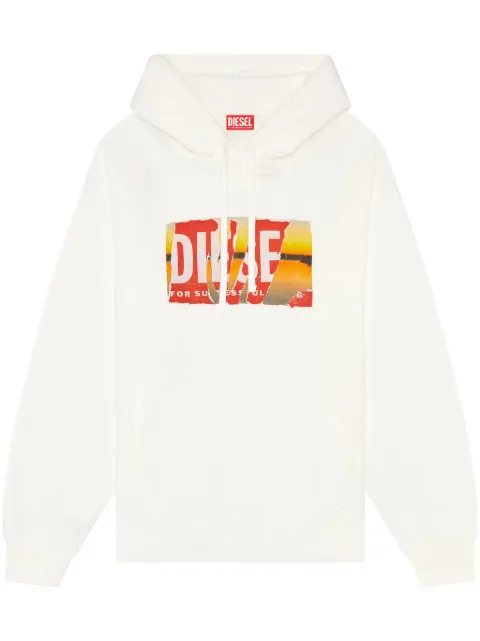 Diesel S-Macs-Poff-L1 cotton hoodie White A112580EJAA