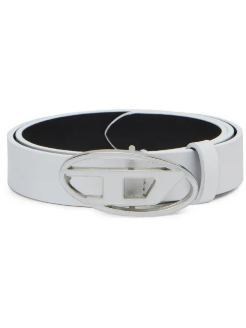 Diesel B-1DR logo-buckle leather belt White X09716P1245