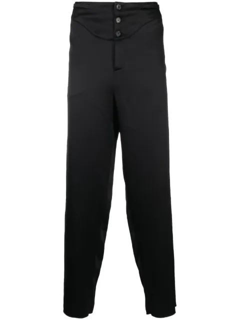 Saint Laurent buttoned silk tapered trousers Black 733675Y5C38