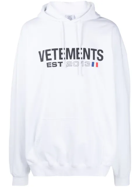VETEMENTS logo-print cotton-blend hoodie White UE54HD100W