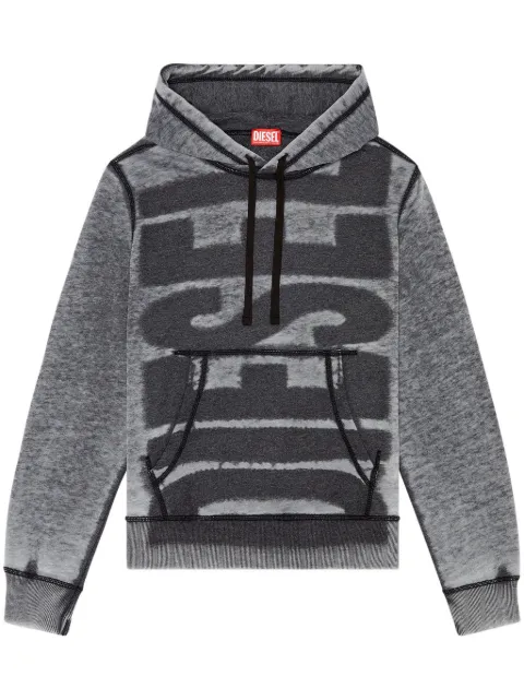 Diesel S-Ginn-Hood-L1 burn-out hoodie Grey A104310IJAT