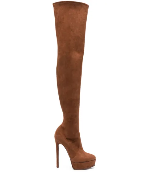 Casadei Flora 140mm above-knee platform boots Brown 1T028W1401ARCEU