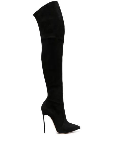 Casadei Blade 115mm above-knee suede boots Black 1T000D125TT0005