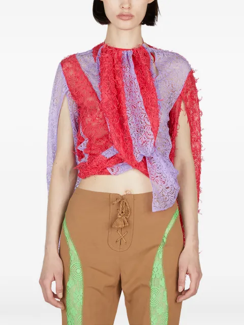 Kiko Kostadinov lace draped top Red KKWSS23TP02