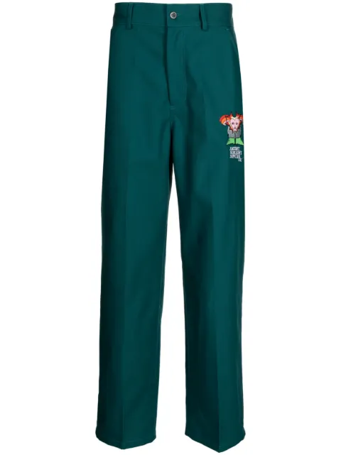 RASSVET logo-embroidered straight-leg trousers Green PACC12P007
