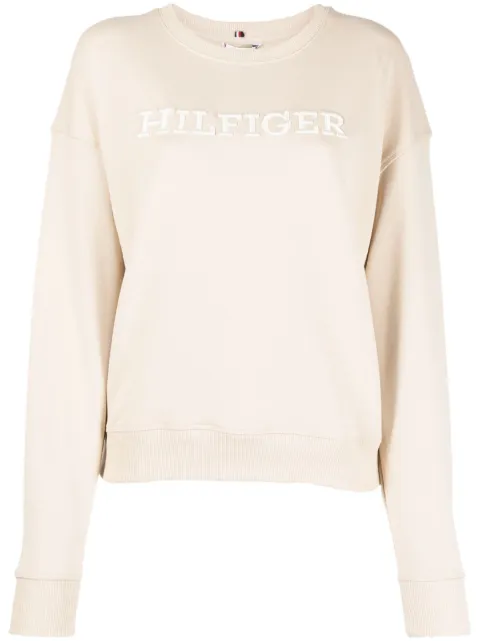 Tommy Hilfiger logo-print cotton sweatshirt Neutrals WW0WW38860ACI
