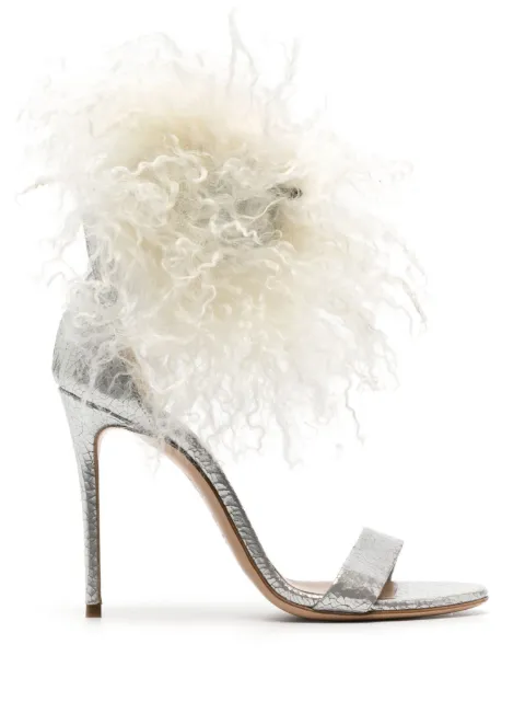 Casadei Aria 110mm metallic leather sandals Silver 1L188W1001C2247