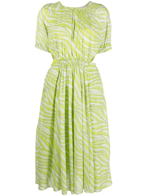Michael Michael Kors zebra-print cotton midi dress Green MS381L68EJ
