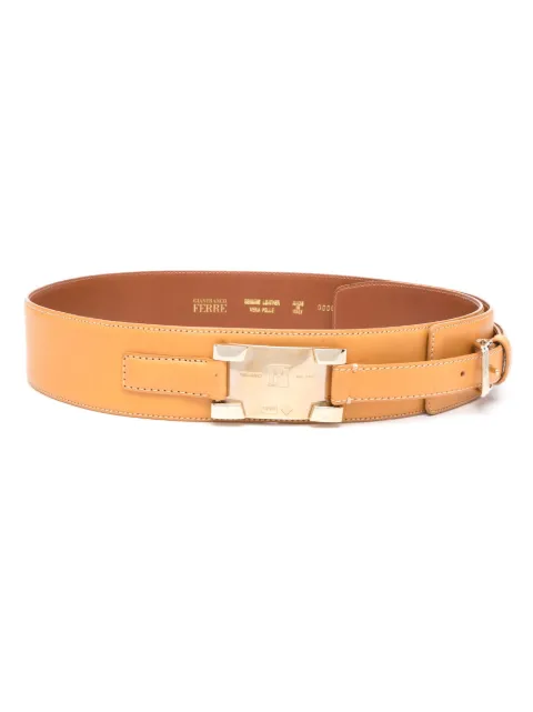 Gianfranco Ferré Pre-Owned 1990s logo-plaque leather buckle belt Brown GFRR150EE