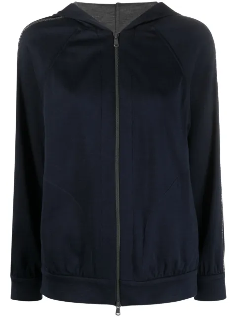Brunello Cucinelli Monili-trimmed zipped hoodie Blue MP828SM606C8366