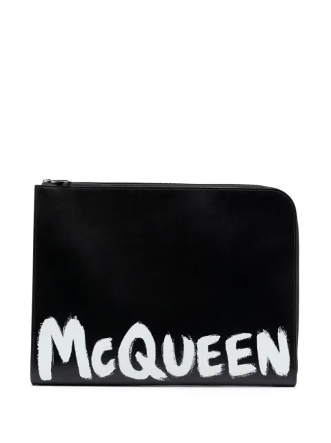 Alexander McQueen Graffiti logo-print clutch Black 6094811AAMJ