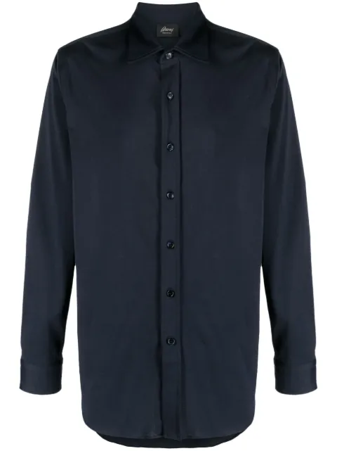 Brioni spread-collar cotton shirt Blue UJNQ0LOA613