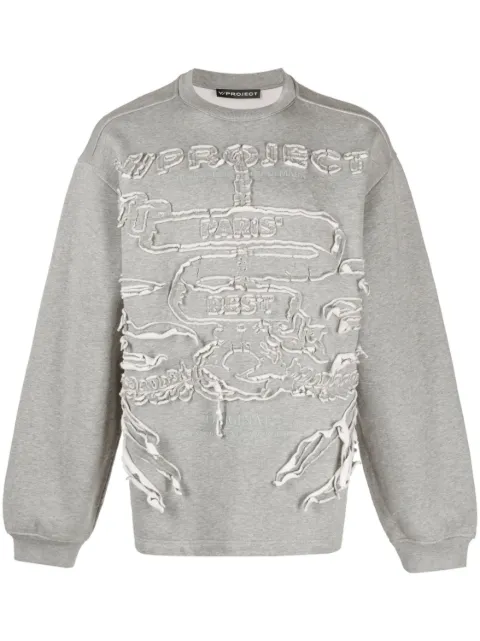 Y/Project Paris' Best distressed cotton sweatshirt Grey SWEAT54S25