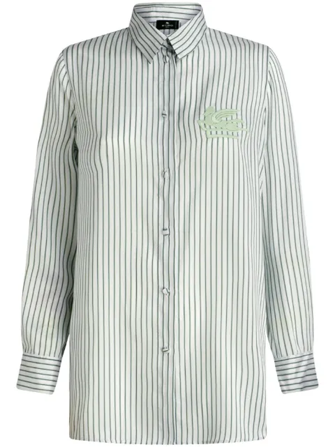 ETRO logo-embroidered striped shirt Green 124000556
