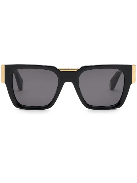 Philipp Plein Eyewear logo-plaque square-frame sunglasses Black PACAMES0175PXV086N